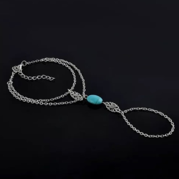 New Turquoise Silver Foot Chain Anklet - Picture 3 of 4